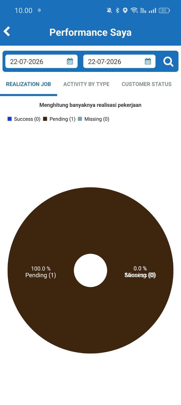 Salesmart in-app activity screen